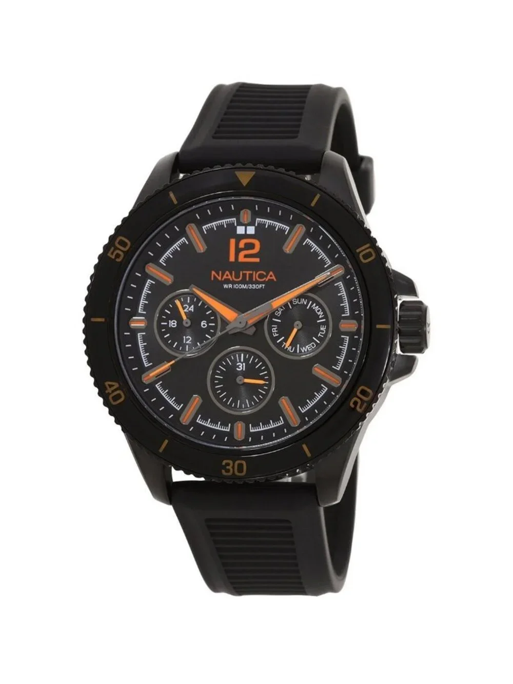 NWT Nautica Nct Windros Multifunction Quartz Black Dial Men's Watch